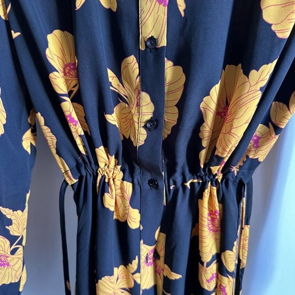 Octavia Women's Floral Tunic Jacket Coverall Tunic Size Medium Drawstring Waist - Picture 3 of 6